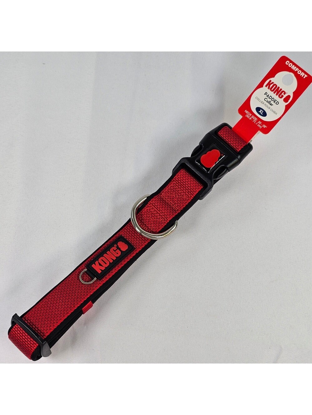 New KONG Comfort Padded Dog Collar Red XL Adjustable 20-28 Inch 20KG490924